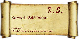 Karsai Sándor névjegykártya